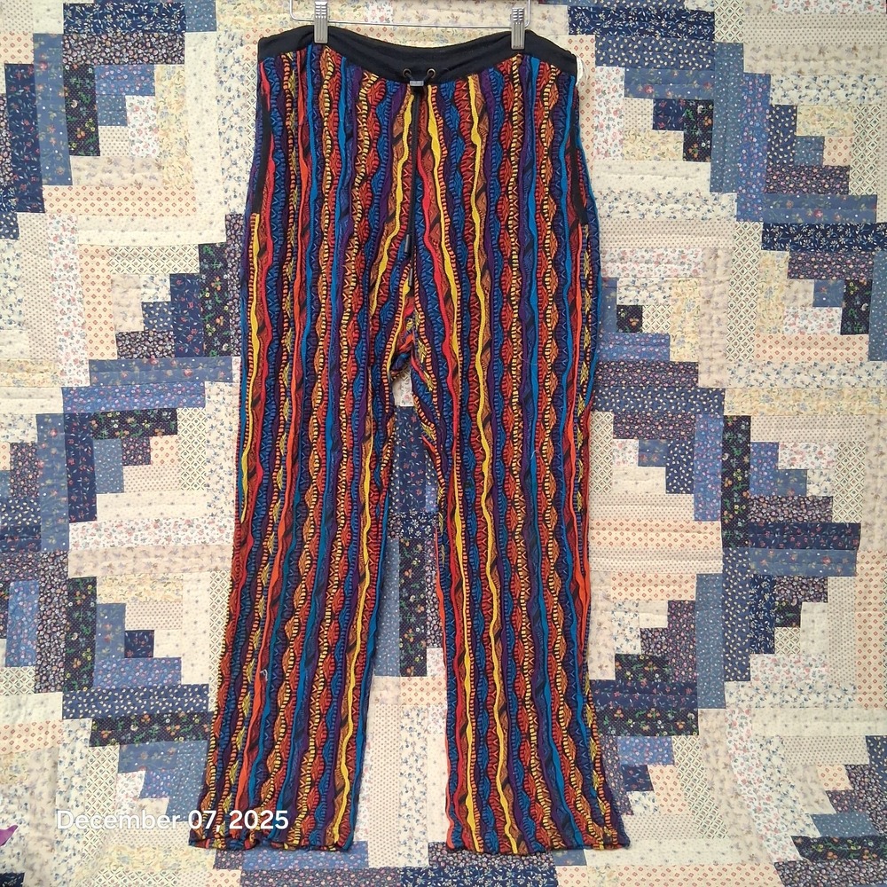 Vintage Coogie Australia 3D Knit Pants Size 2XL 36x32 MultiColor‎ Chunky 90s